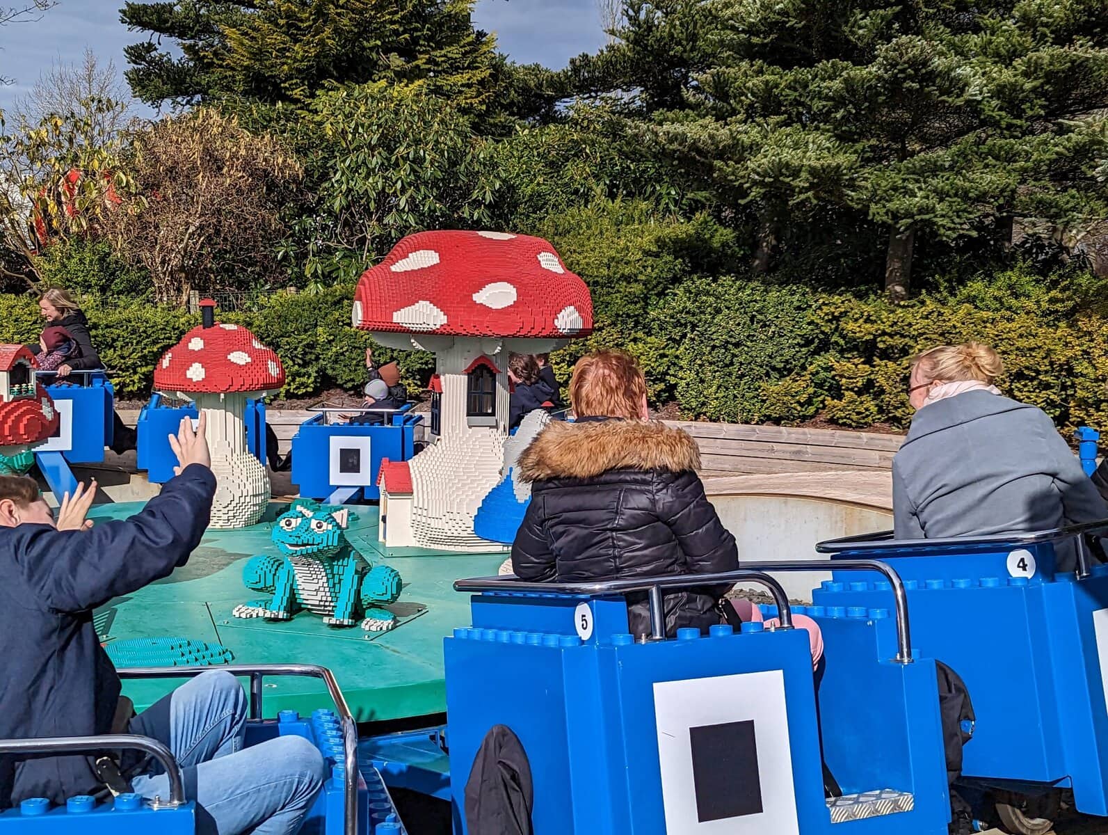 People on the Caterpillar ride at LEGOLAND Billund 