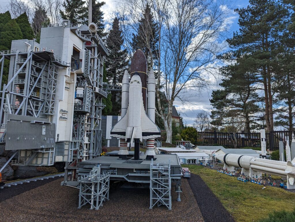 view of Miniland at LEGOLAND Billund - scale model of a space rocket
