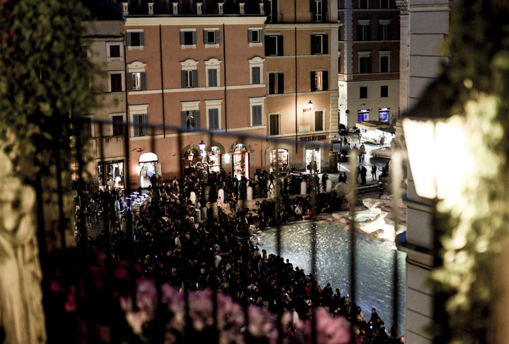 View from a room with a view of the Trevi fountain at Relais Fontana Di Trevi Hotel