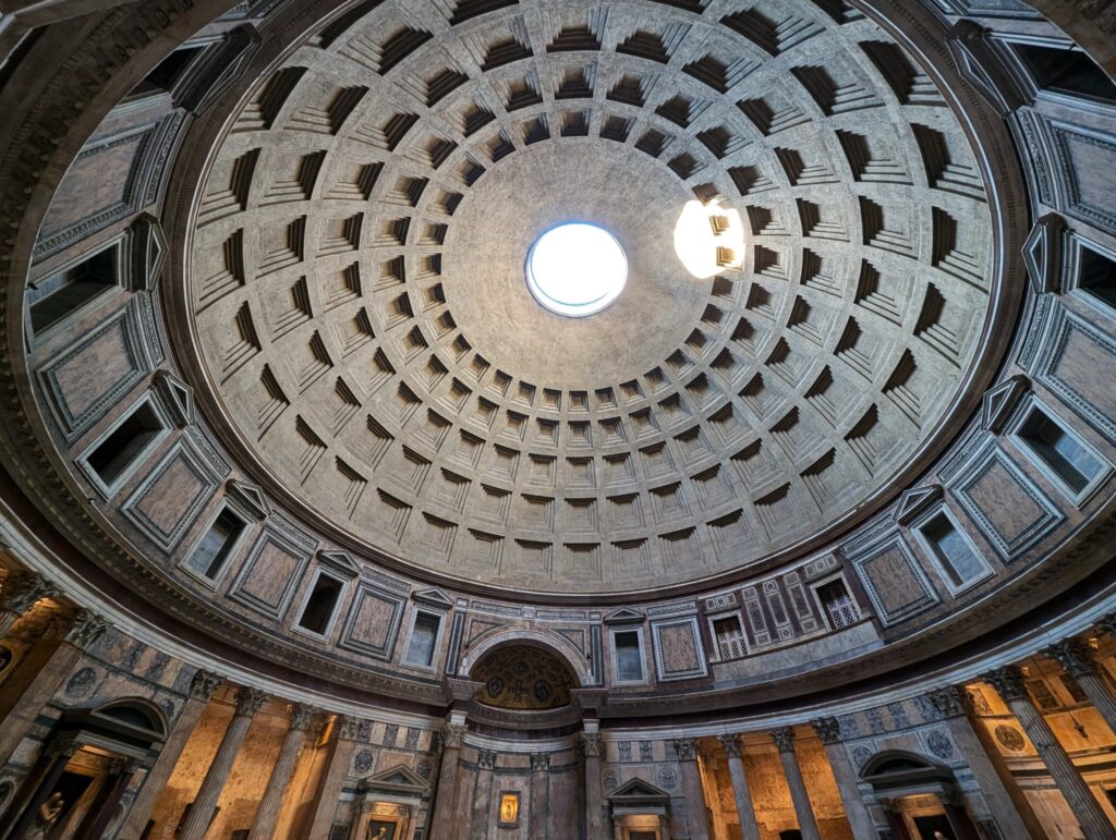 The inside dome of the Pantheon in Rome