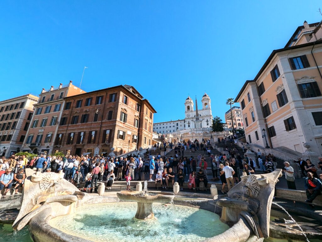 view of the fountain and the Spanish steps in Rome