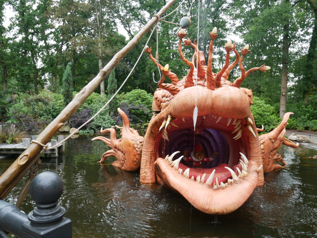 Boy in whales mouth at Fairytale Forest Efteling