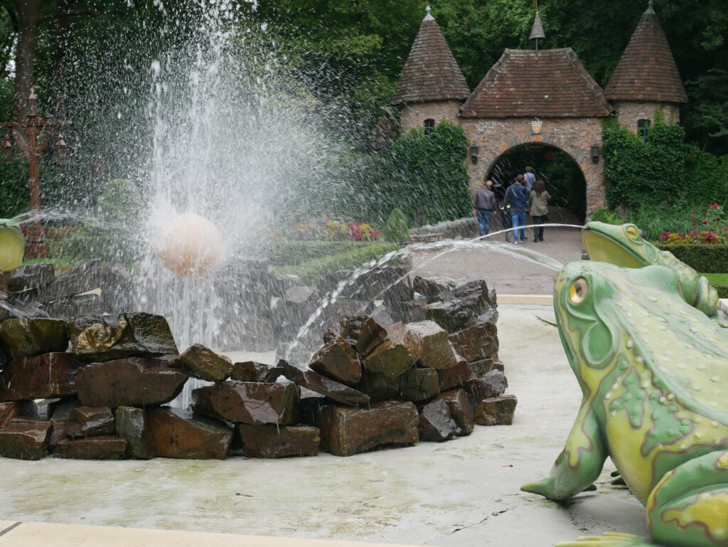 Frog Prince shooting water Exploring the Fairytale Forest at Efteling