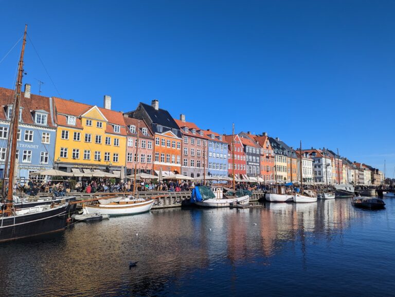 View of Nyhavn, the colourful harbour in Copenhagen