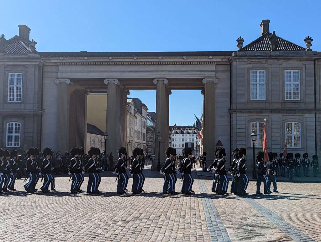 Changing of the guard at Amalienborg Palace in Copenhagen