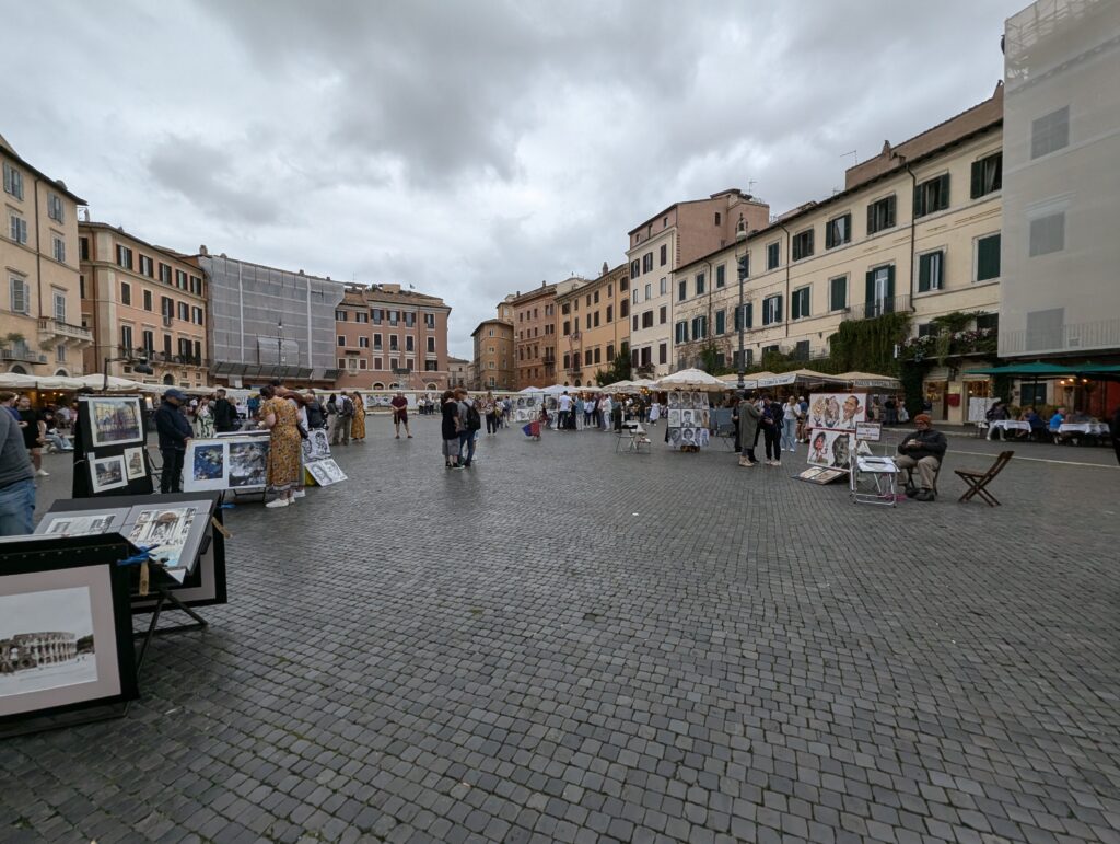 A busy square in the centre of rome