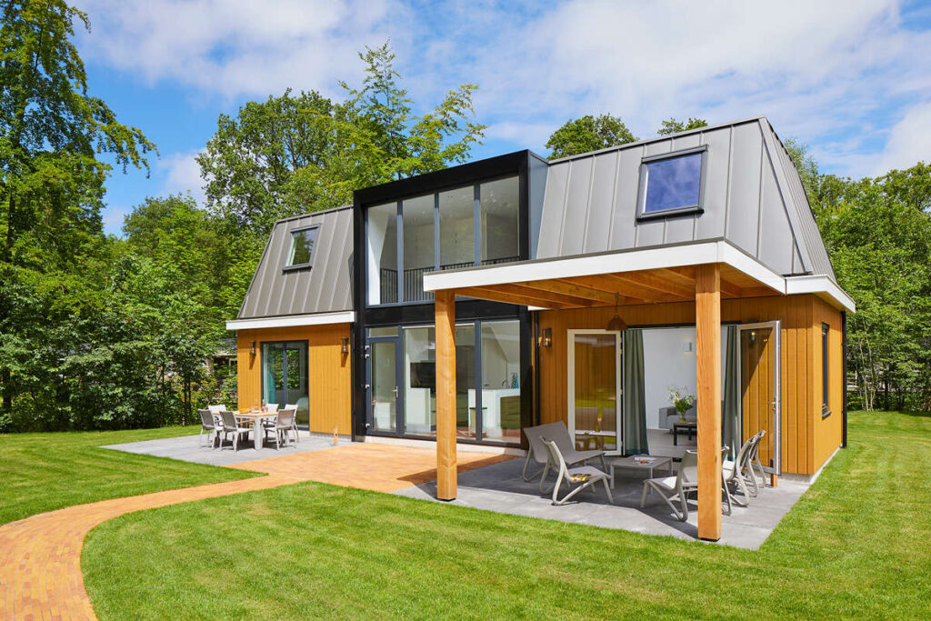 One of the more luxurious and newer holiday lodges at Duinrell in the Netherlands