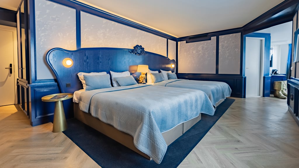 Inside a junior suite at the Wonder Hotel Efteling - bedroom area