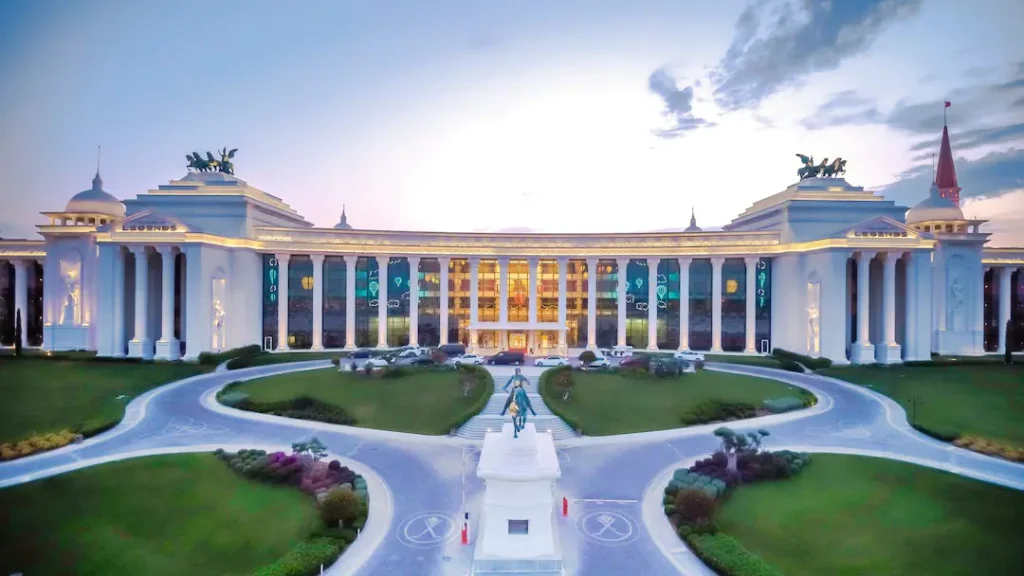 The outside of the land of Legends hotel in Turkey
