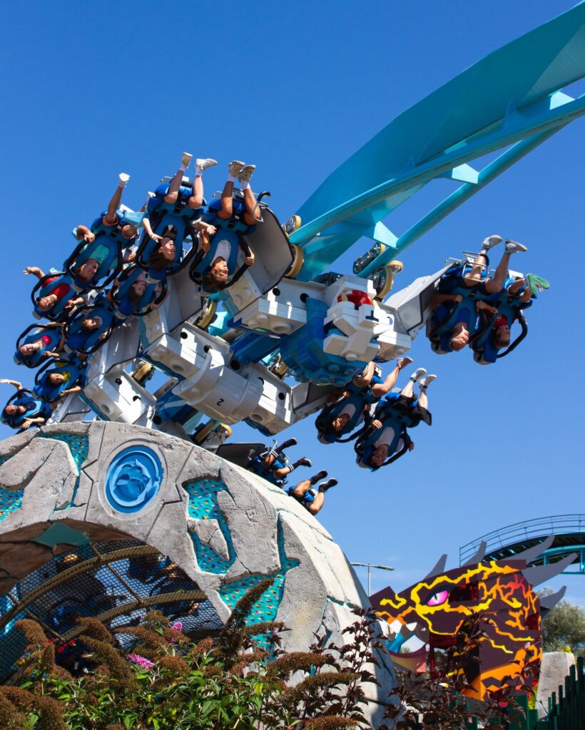 View of one of the thrill rides at LEGOLAND Germany