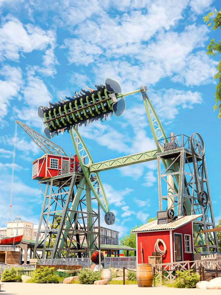 People on a thrill ride at Liseberg in Sweden