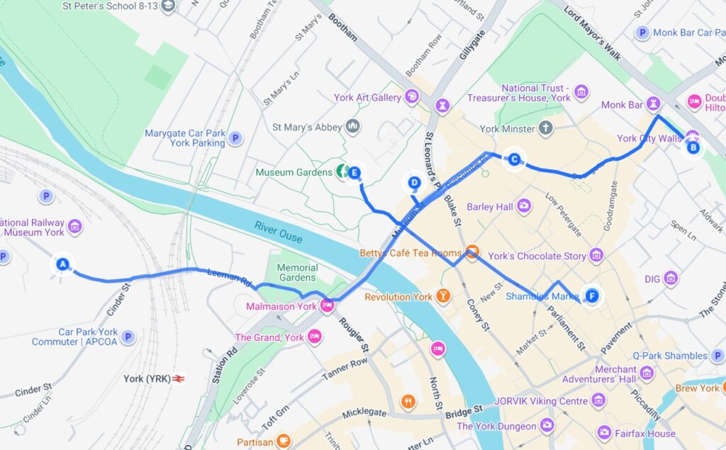 Free walking trail around York taking in the free things you can do