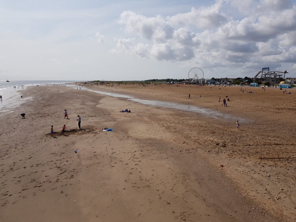 View of the huge stretch of sandy beach at Skegness