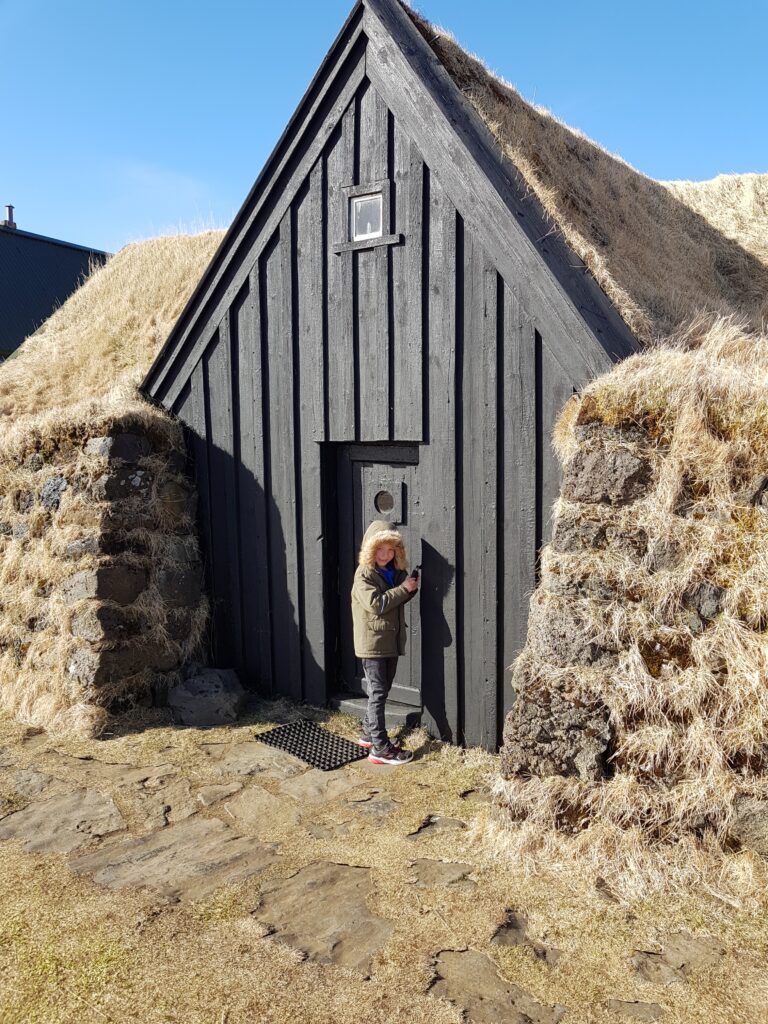 Traditional turf house at Kelder in Iceland