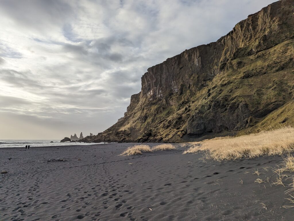 The black sand beach on the edge of Vik in south iceland