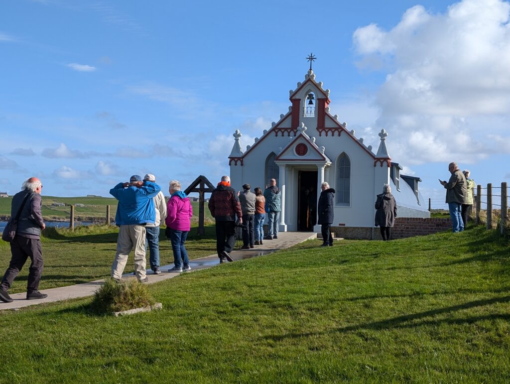 People visiting the Italian Chapel on Orkney