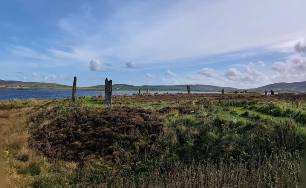View of the standing stones of the Ring of Brodgar Orkney