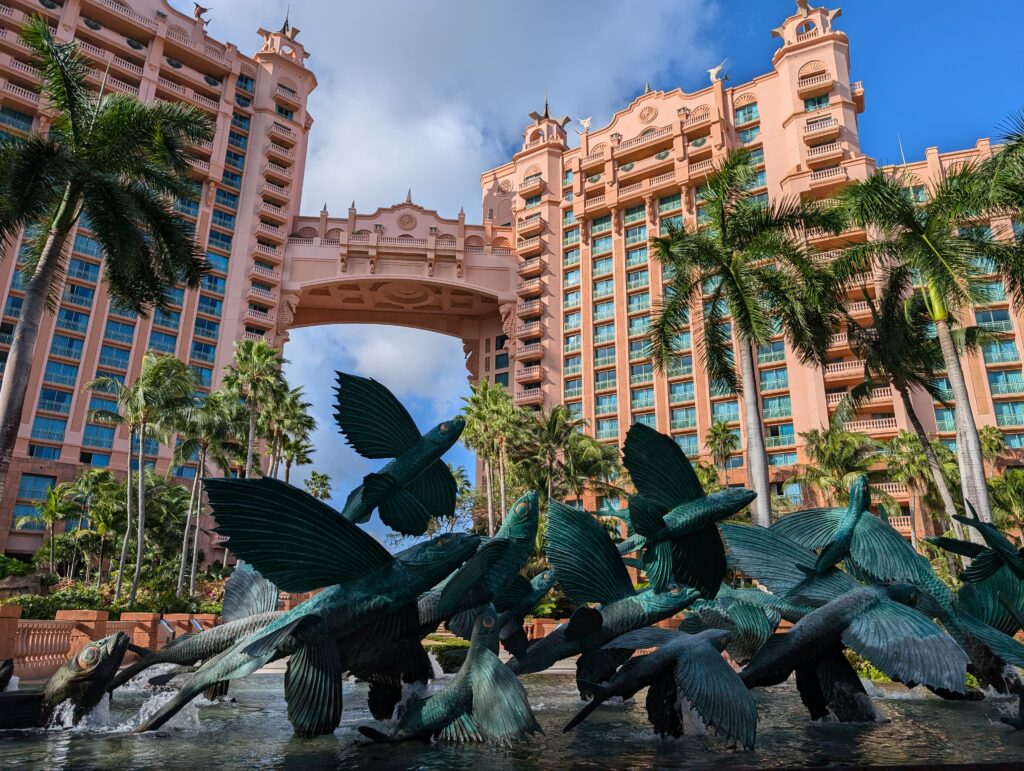 Huge sculpture in the water in front of The Royal Atlantis Bahamas