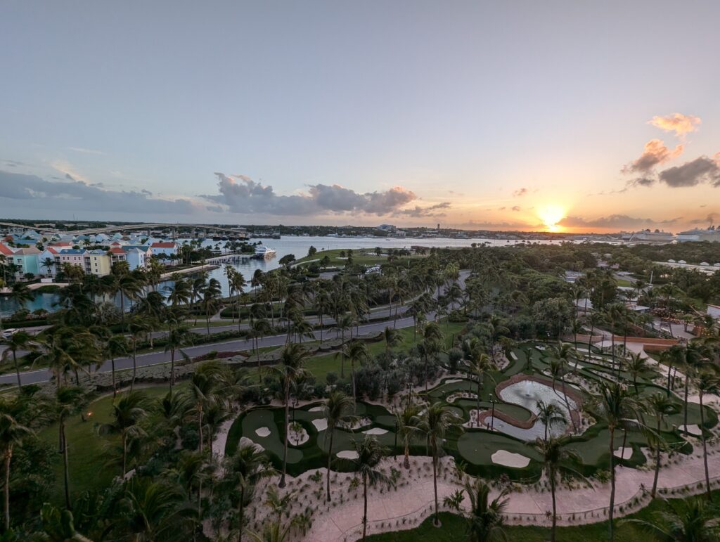 Harbour view at sunset from the Royal Atlantis Bahamas