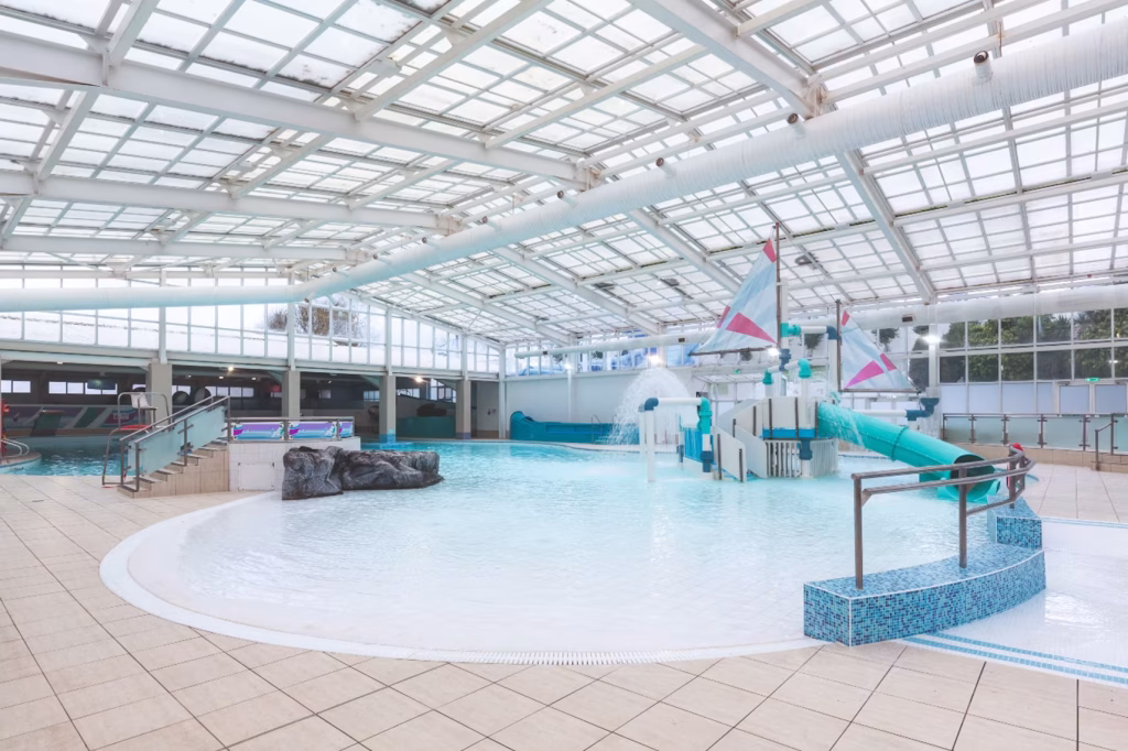 The indoor pool splash area at Haven's Devon Cliffs park