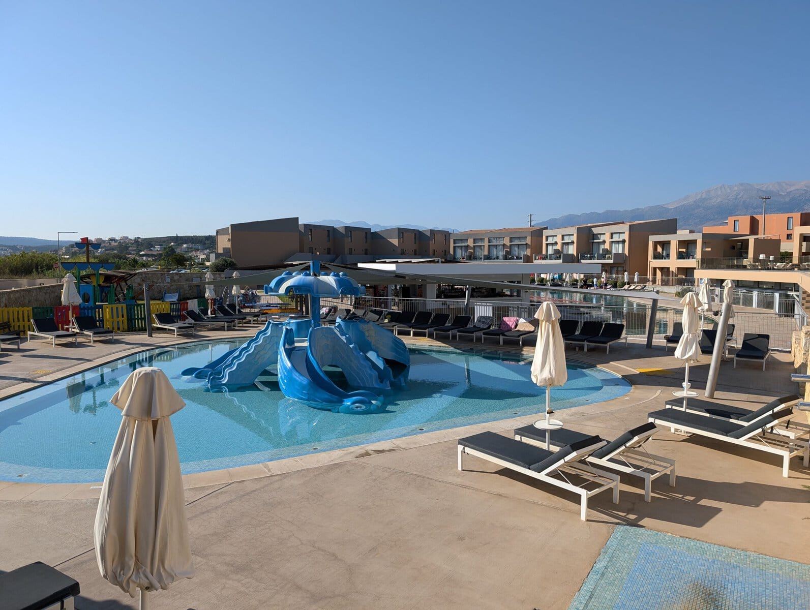 outdoor kids splash area at the Kiani Beach Resort