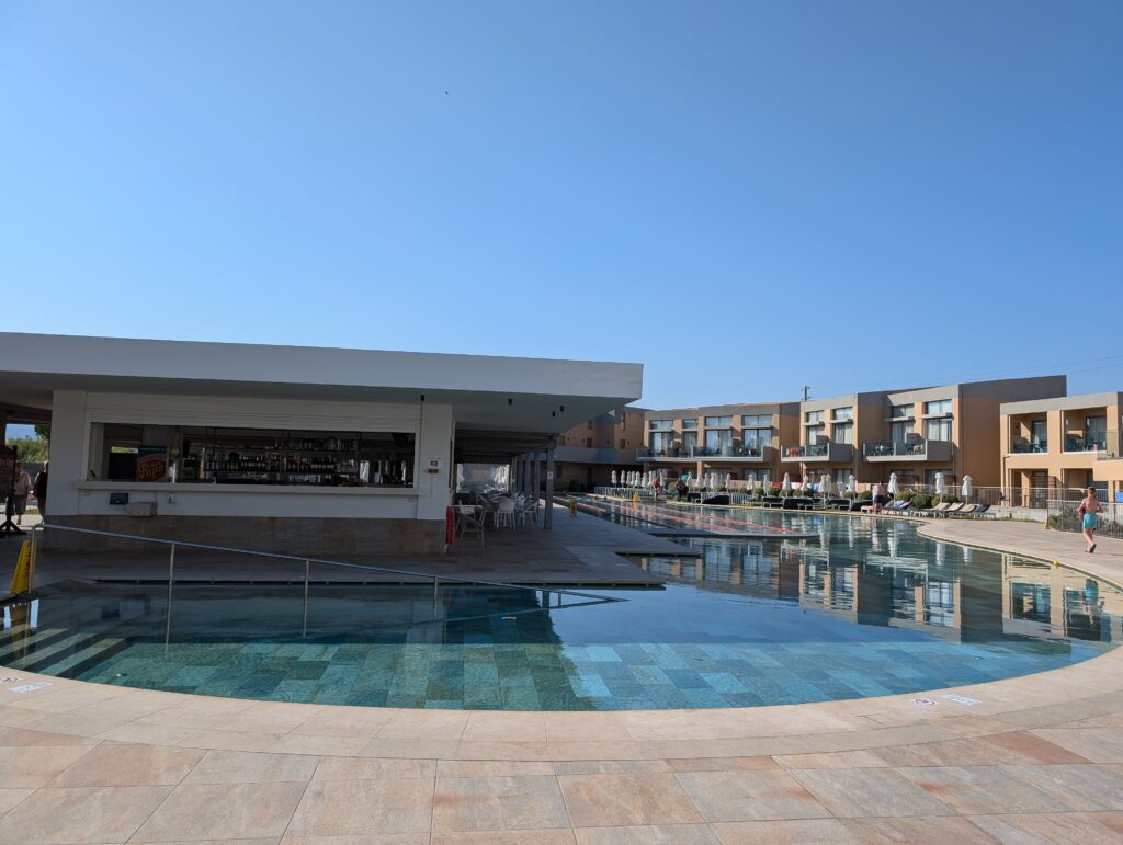 Part of the Olympic sized pool at the Kiani Beach Resort