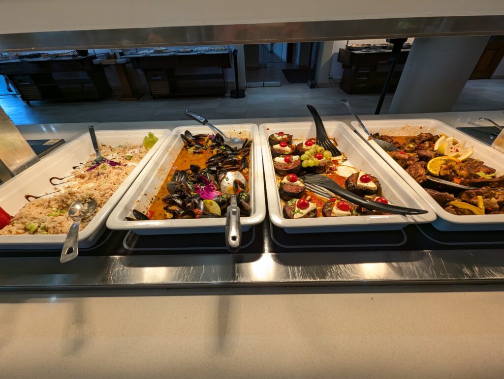 Buffet selection at the Kiani Beach Resort