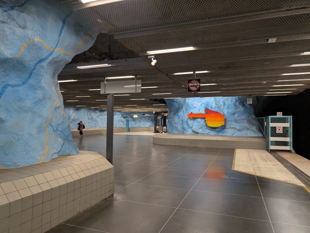 The rainbow artwork at Mörby Centrum Stockholm