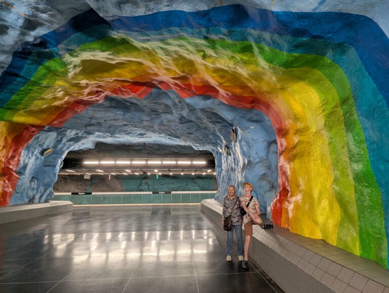 The rainbow artwork at Mörby Centrum Stockholm