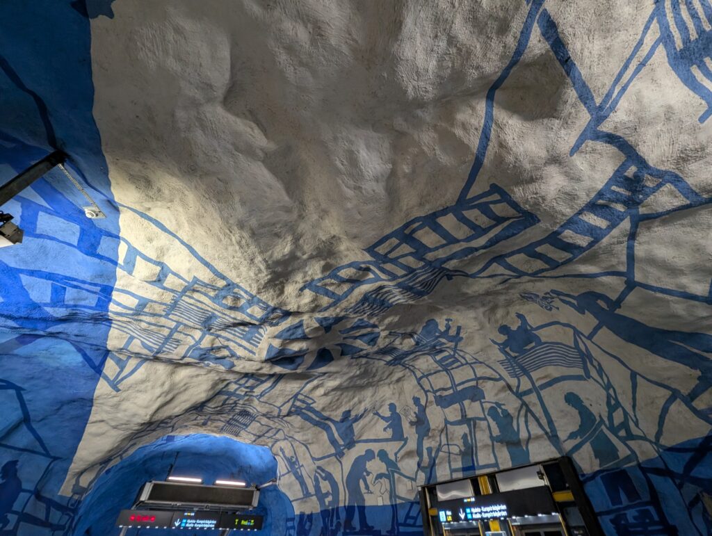Cave like artwork at T Centralen blue station Stockholm