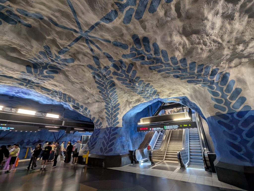 Cave like artwork at T Centralen blue station Stockholm