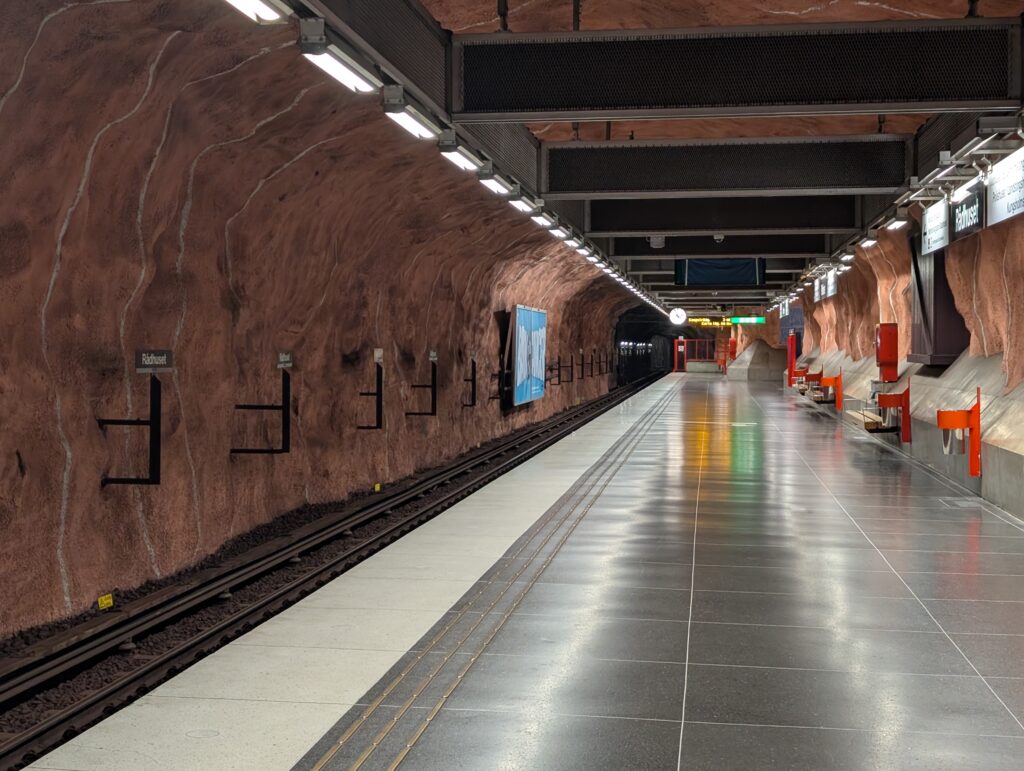 Underground cavern art at Rådhuset Stockholm