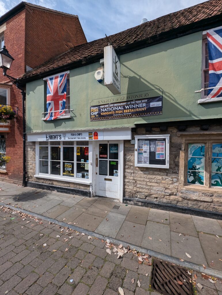 Glastonbury fish and chip restaurant in the town