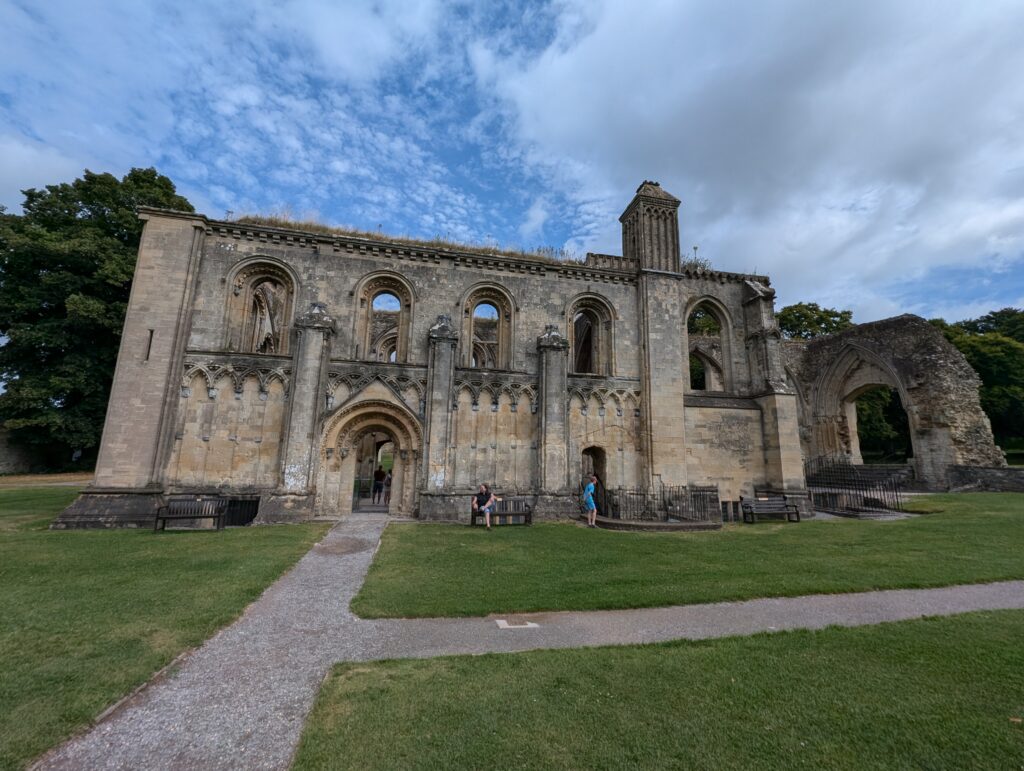 Glastonbury Abbey looking across to one of the ruined buildings