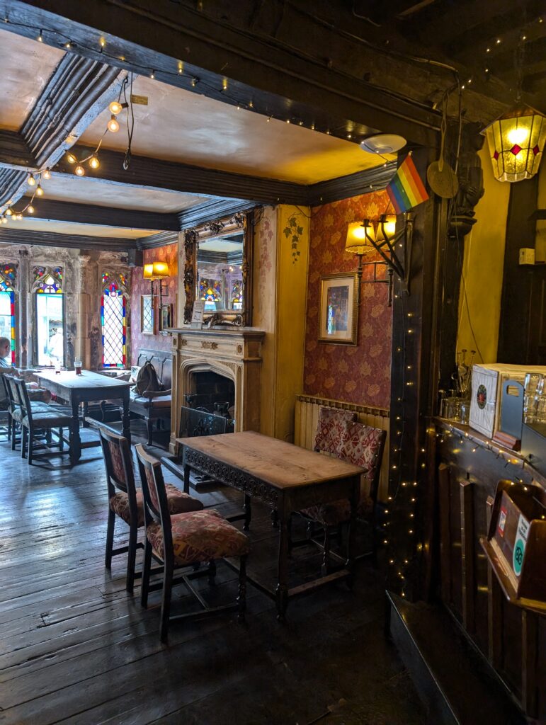 George & Pilgrims Glastonbury looking at one of the eating areas in the pub